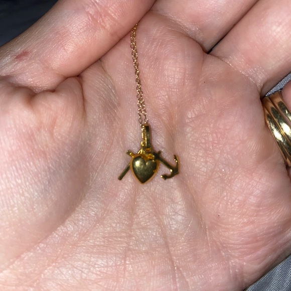 14K gold - heart, anchor, cross necklace